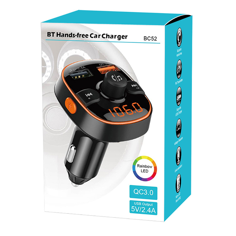 BC52 Handsfree Bluetooth Car Kit FM Transmitter Car Charger USB Music Player eBay